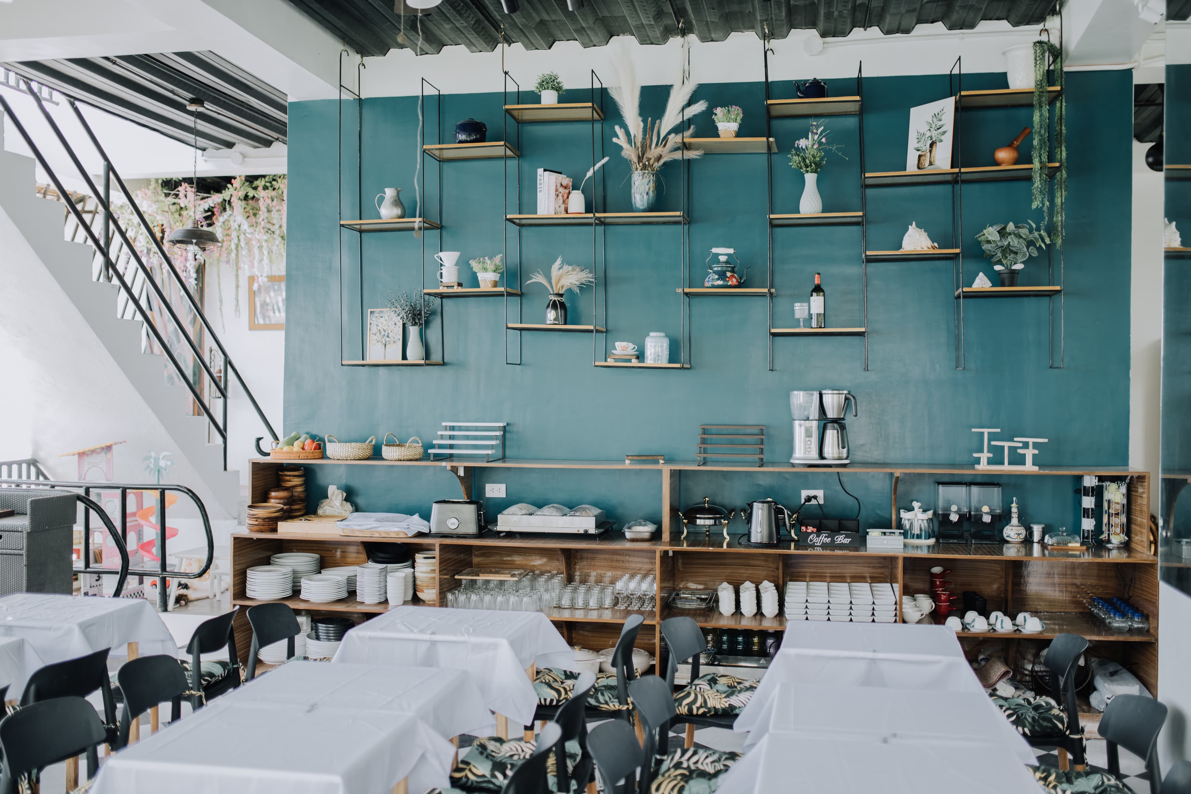 G Bistro dining room with tables set inside the restaurant