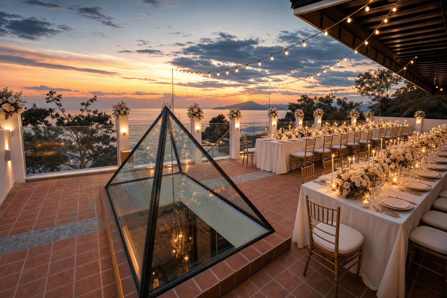 The rooftop — your reception