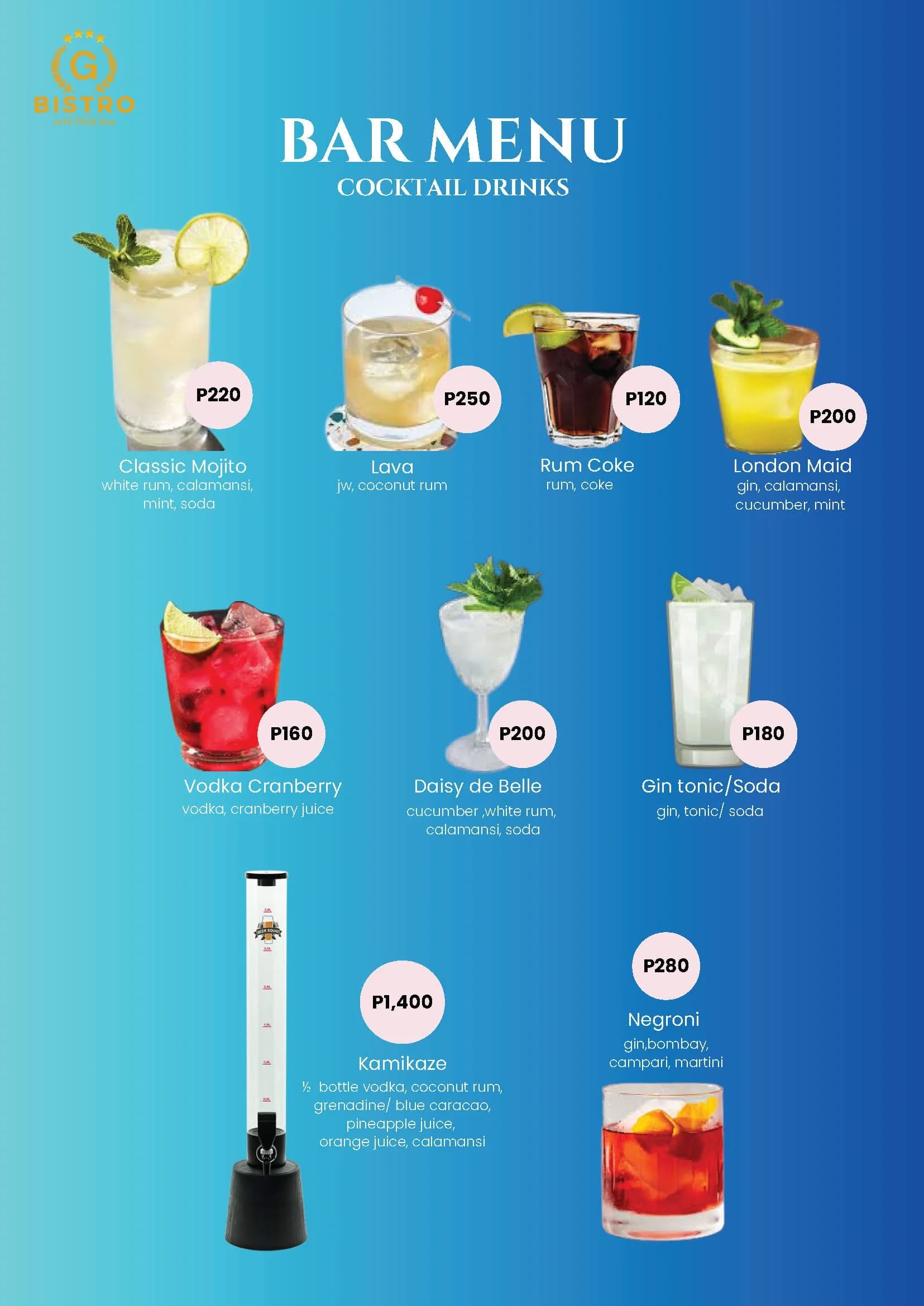 G Bistro menu — page 14