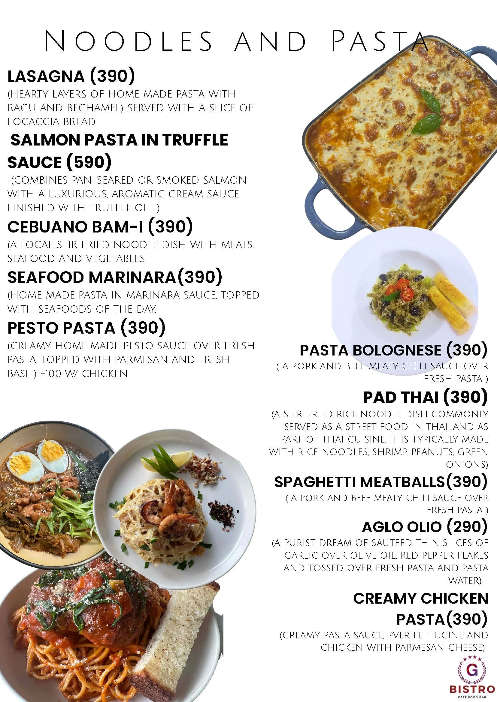 G Bistro menu — page 4